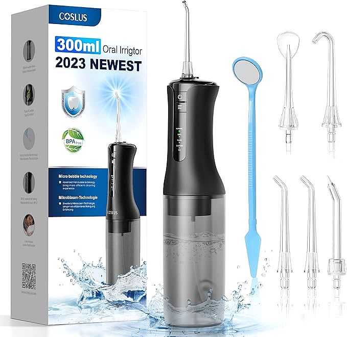 COSLUS F5029A Water Dental Flosser: A Portable Cordless Oral Irrigator with Innovative Micro-Bubbles for Deep Teeth Cleaning