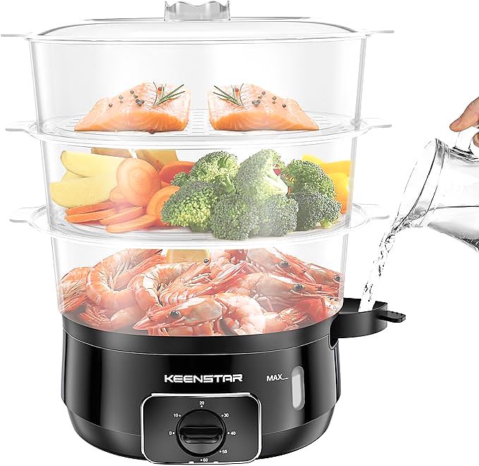 KEENSTAR MK902-US 13.7QT Electric Food Steamer: A Spacious and Fast Solution for Healthy Cooking