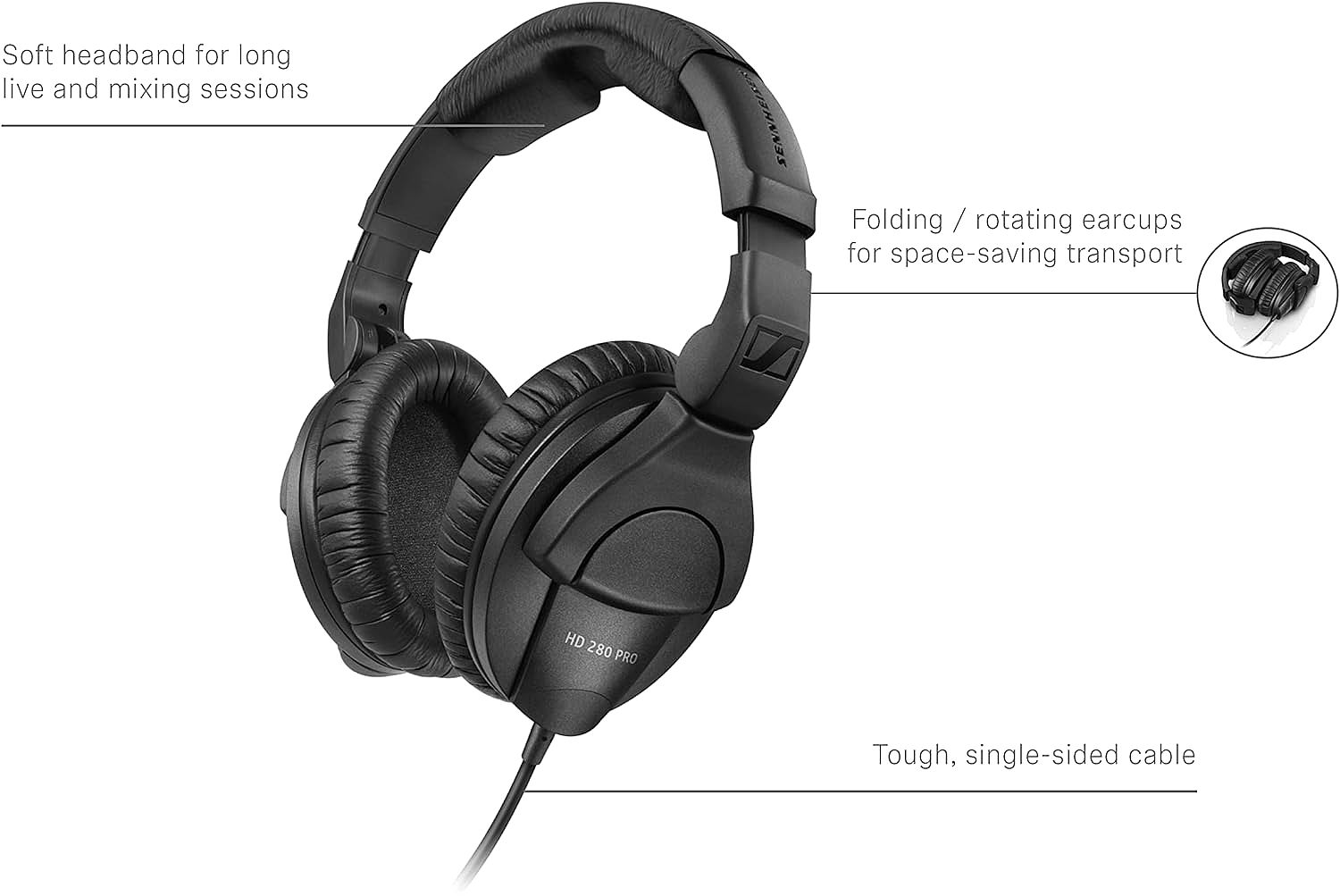  Sennheiser Professional HD 280 PRO Over-Ear Monitoring Headphones 